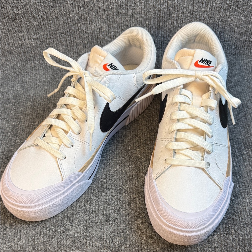 Nike Women's White Black Gold Platform Sneakers - Picture 2 of 11
